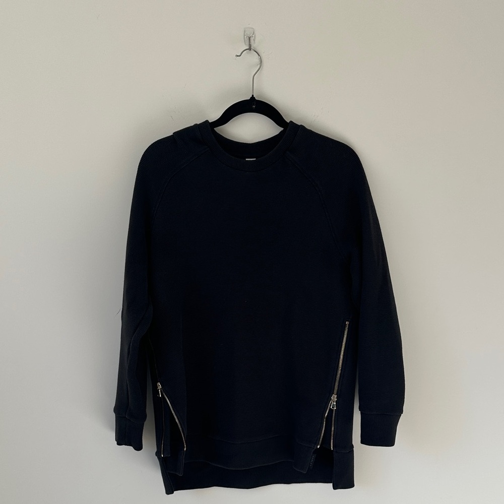 Varley Women’s  Black Crewneck Sweater with Zipper Details